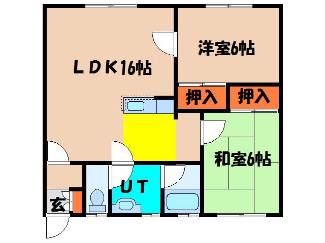 コーポカサブランカ(2LDK/1階)の間取り写真