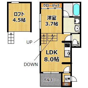 STAGE千舟(1SLDK/2階)の間取り写真