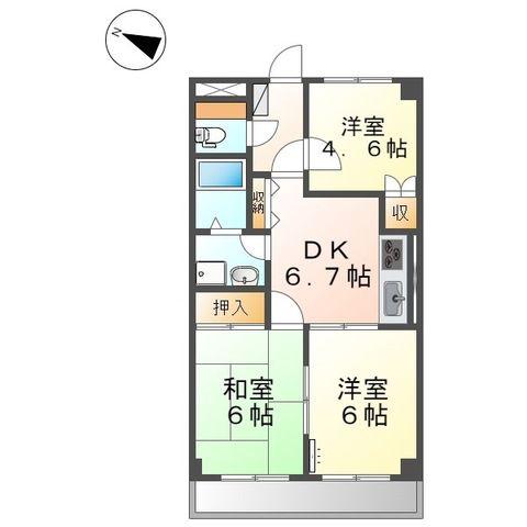 ロジュマンII(3DK/1階)の間取り写真