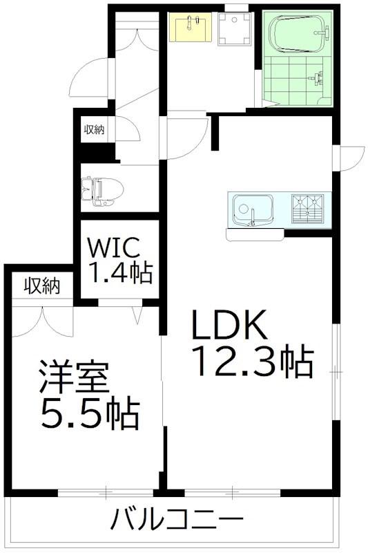 ベルデ浜田山(1LDK/2階)の間取り写真
