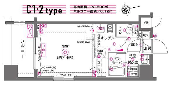 ZOOM川崎(1K/9階)の間取り写真