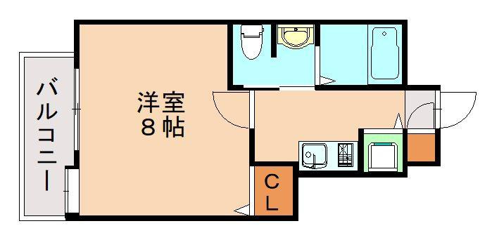 ラルジュ大橋(1K/5階)の間取り写真