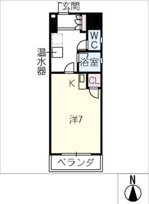カームダウン喜多山(ワンルーム/2階)の間取り写真