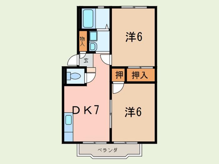 チェリーハイツ(2DK/2階)の間取り写真