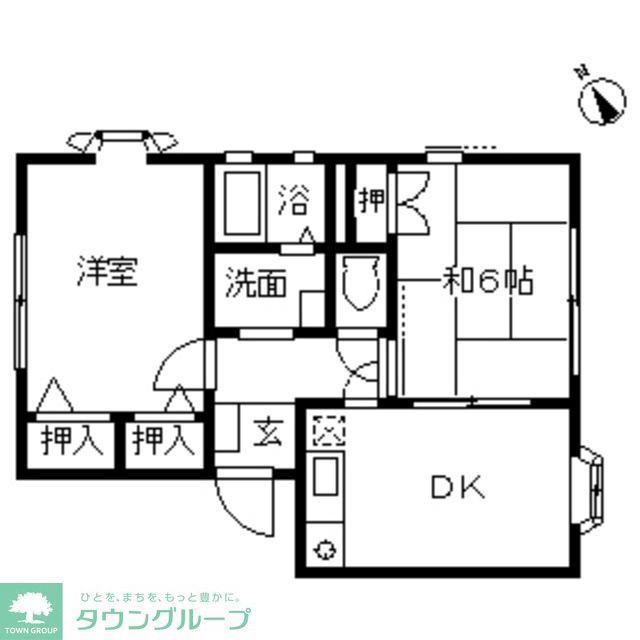 パルファンベールB棟(2DK/2階)の間取り写真