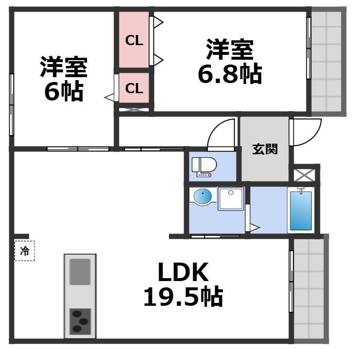 エトワールヴィル-R小阪本町ザ・レジデンス(2LDK/2階)の間取り写真