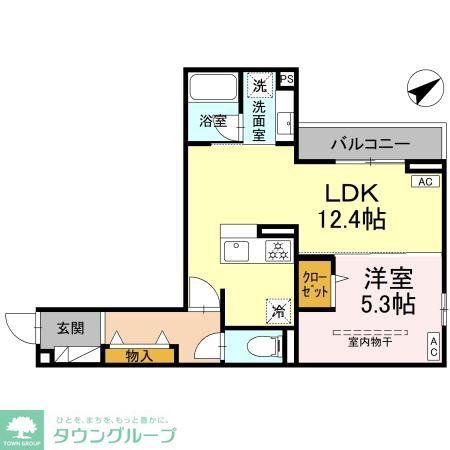 アルスフィルド相模原(1LDK/1階)の間取り写真