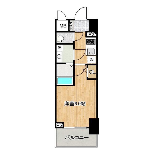 エスリードレジデンス大阪本町(1K/12階)の間取り写真