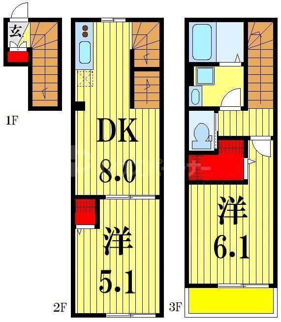 ミハス市川(2DK/1階)の間取り写真