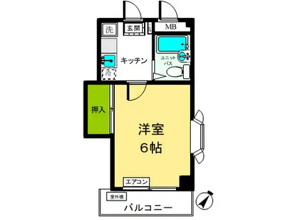 ジュネス金子(1K/3階)の間取り写真