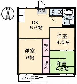 コーポ エクセルI(3DK/1階)の間取り写真