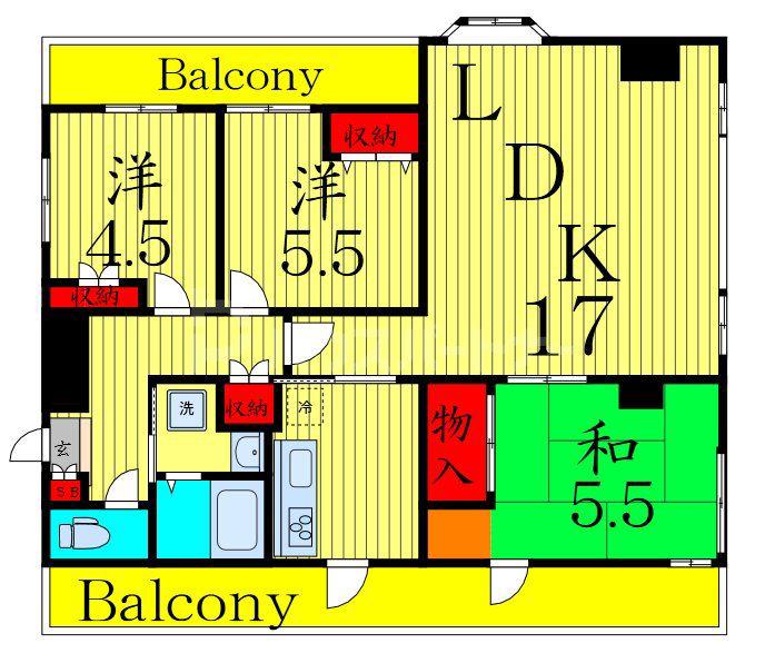 ツイン21堀家(3LDK/5階)の間取り写真