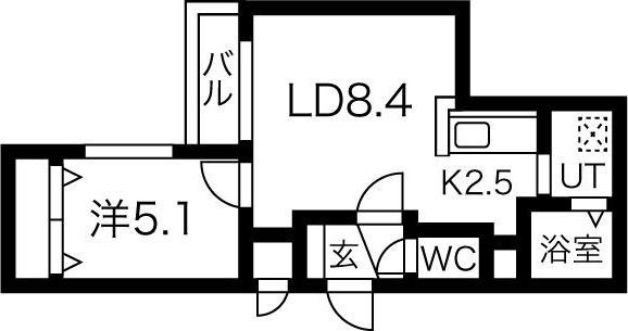 MTガーデン琴似II(1LDK/2階)の間取り写真