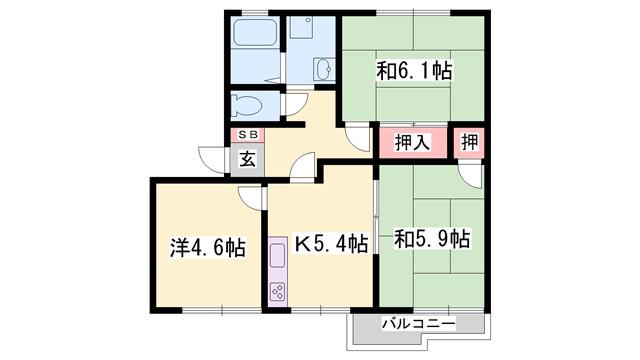 コーポ向陽台C(3K/2階)の間取り写真