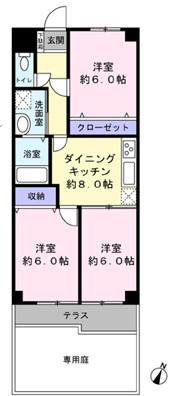 マック羽村コート(3DK/1階)の間取り写真