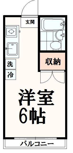 プレジオ多摩(1K/2階)の間取り写真
