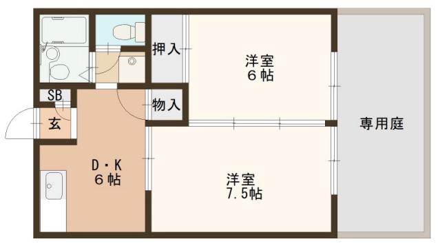 プチメゾン梅原(2DK/1階)の間取り写真