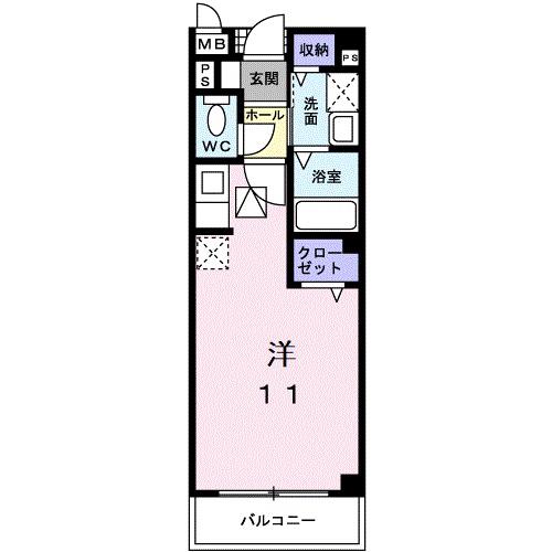 メゾンやわらぎ(ワンルーム/1階)の間取り写真