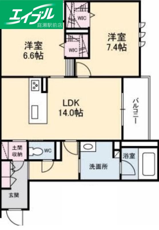 シャーメゾンステージ大島(2LDK/2階)の間取り写真