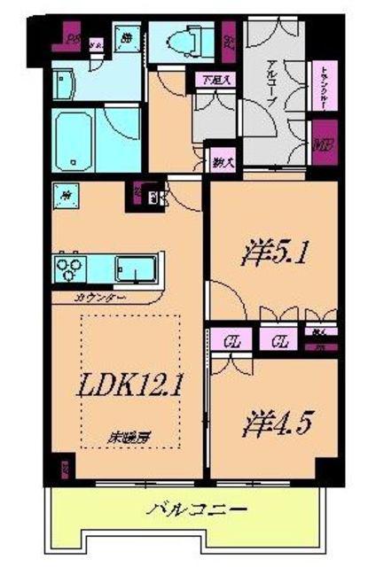 グレーシア(2LDK/4階)の間取り写真
