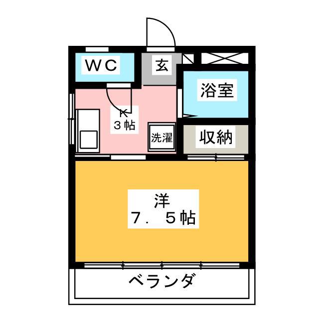 パインヒルズ(1K/3階)の間取り写真