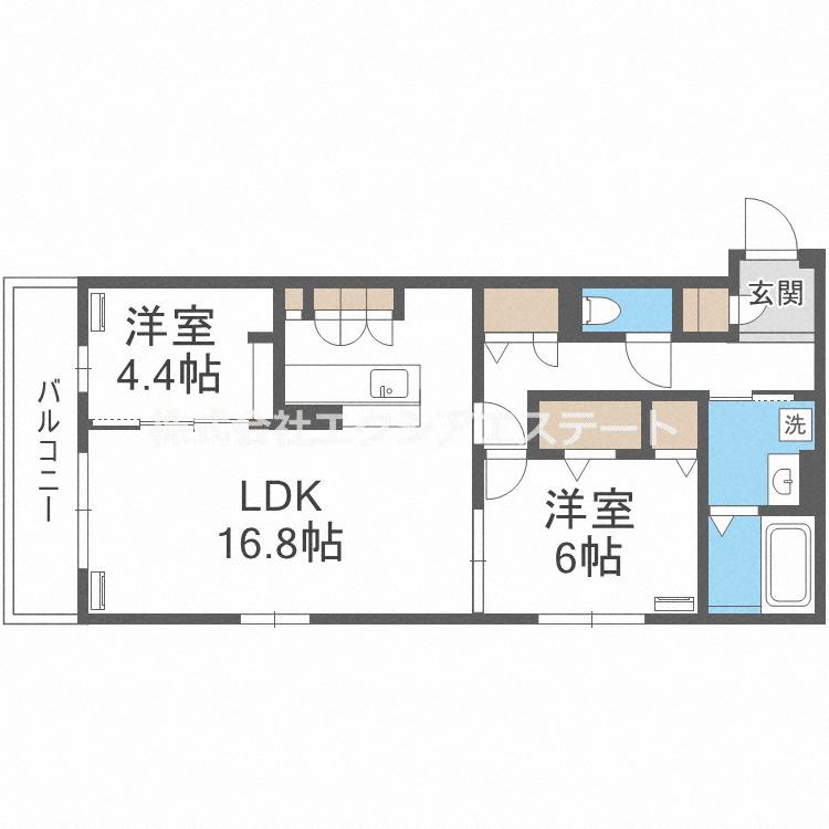 ルシェーナ西田辺(2LDK/3階)の間取り写真