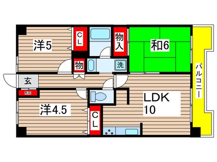 ファインビュー千葉(3LDK/7階)の間取り写真