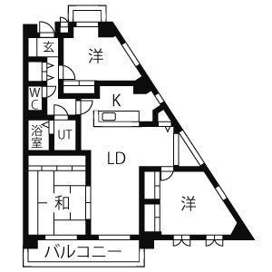 サンハイツ西山南館(3LDK/5階)の間取り写真