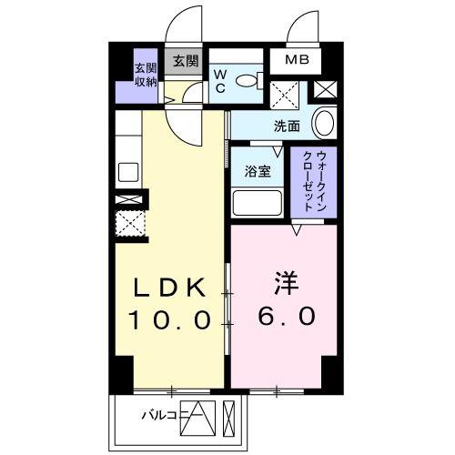 エタニティヨコハマ(1LDK/4階)の間取り写真