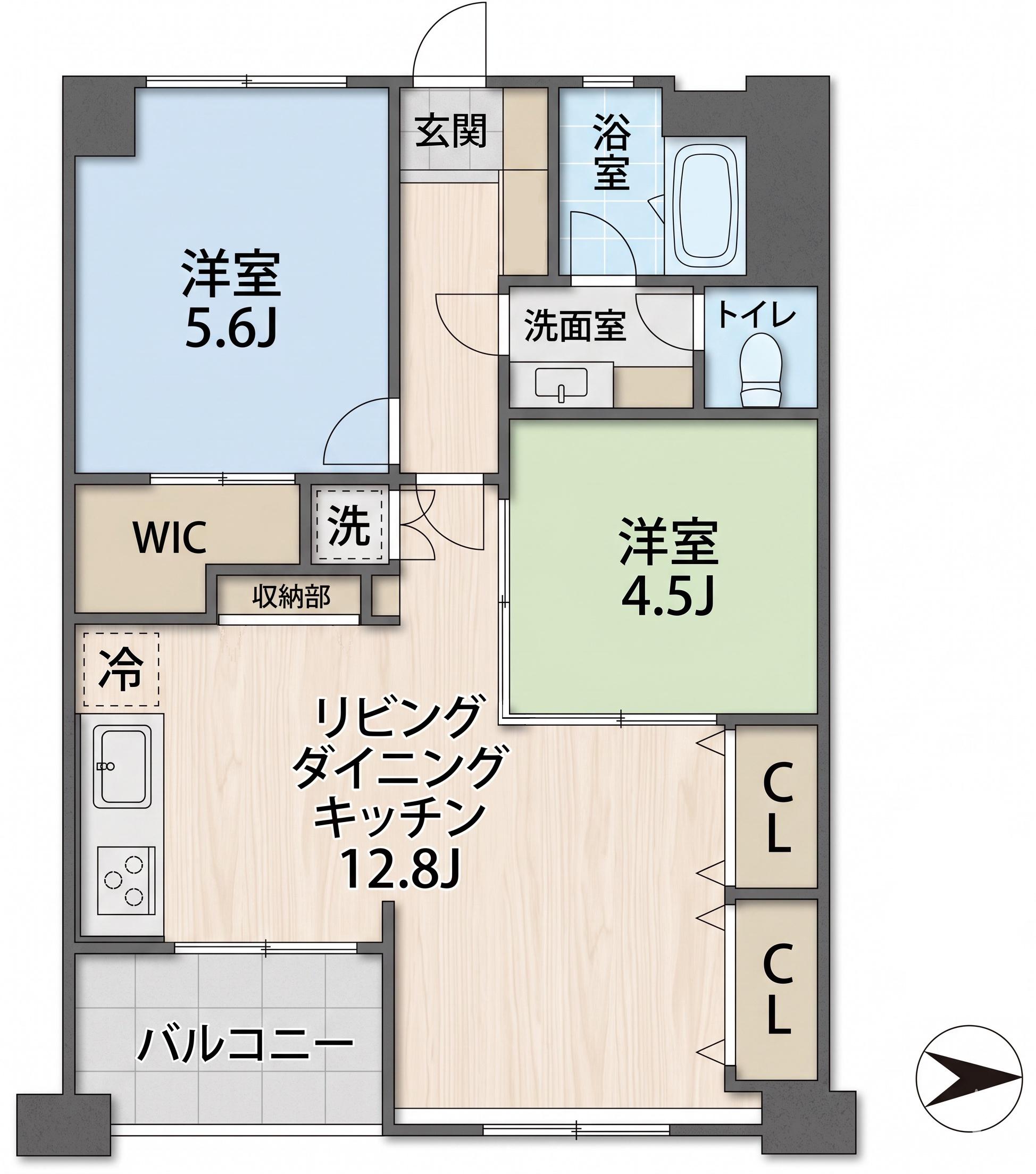 大森駅前 2号棟(2LDK/9階)の間取り写真