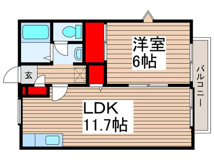 サンウエストA(1LDK/2階)の間取り写真