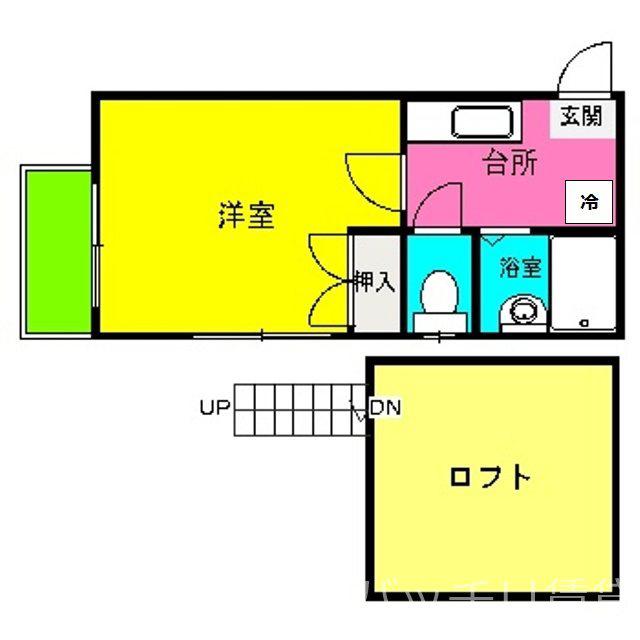 ウィンズ博多東(1K/2階)の間取り写真