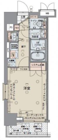 プレスタイル住吉(1K/8階)の間取り写真