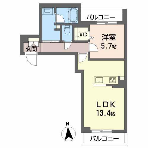 グランプレイス(1LDK/4階)の間取り写真