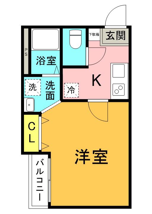 ヴィラート東浦和(1K/1階)の間取り写真