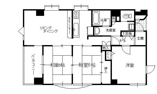 帝塚山グリーンプラザ(3LDK/5階)の間取り写真
