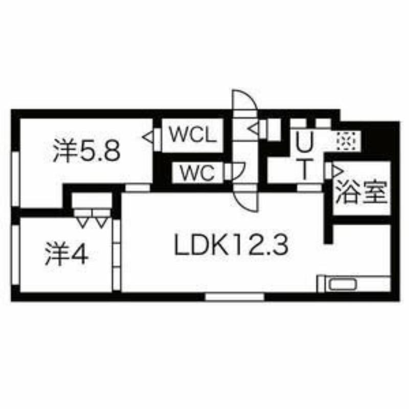 DPレジデンス山鼻(2LDK/1階)の間取り写真