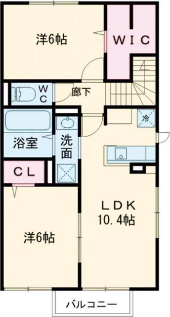 GRAND WINDS TSUKUBA I(2LDK/2階)の間取り写真