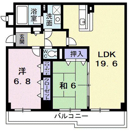 ベルヴェデーレ調布(2LDK/1階)の間取り写真