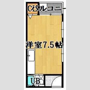 ブルーランス(ワンルーム/2階)の間取り写真