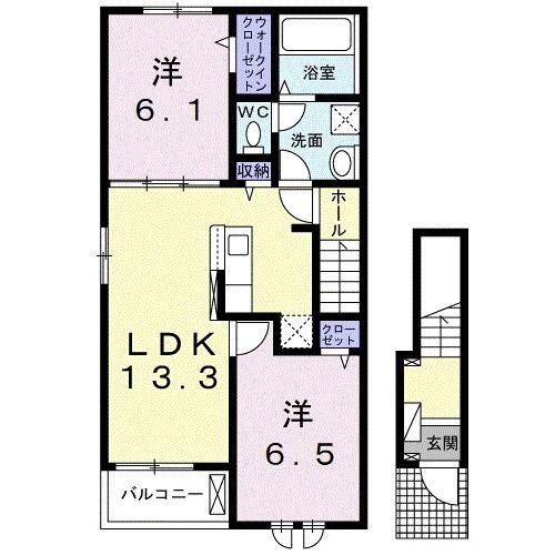 ファスファラス(2LDK/2階)の間取り写真