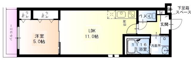 フジパレス須磨鷹取V番館(1LDK/1階)の間取り写真