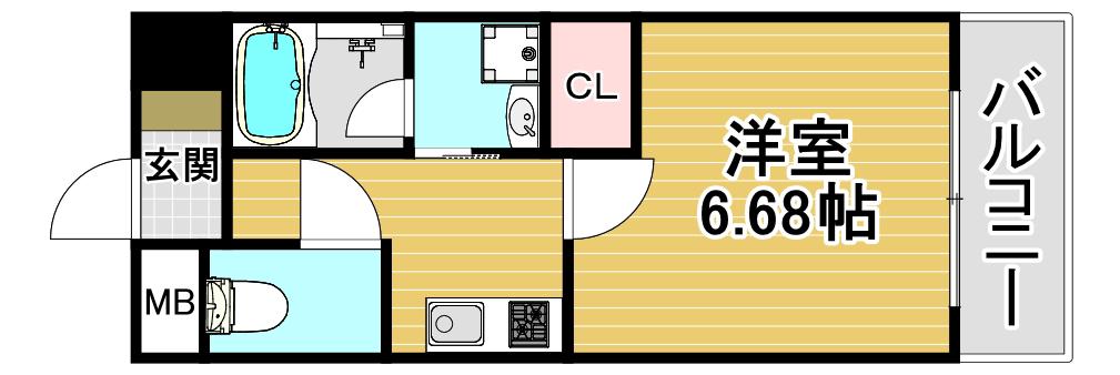 WOB西九条(1K/2階)の間取り写真