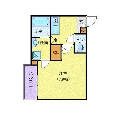 ジーメゾン埼玉本郷町プリミア(1K/2階)の間取り写真