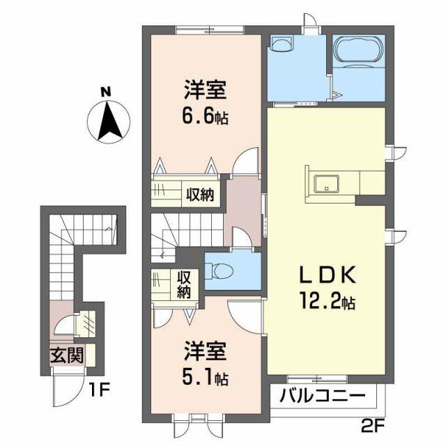 ヴィラ エスペランス III(2LDK/2階)の間取り写真