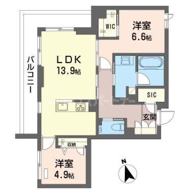 クレスティーク(2LDK/2階)の間取り写真