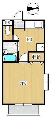 メゾンフルーレ(1K/2階)の間取り写真