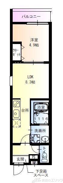 フジパレス上新庄駅北I番館(1LDK/1階)の間取り写真