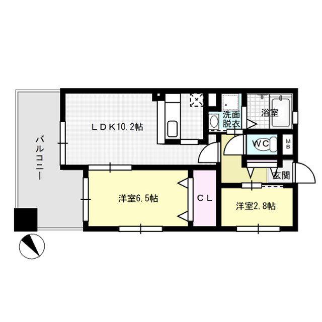 グランパ藤永田(1LDK/6階)の間取り写真