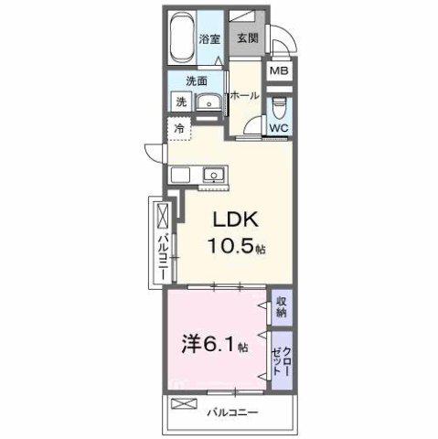 ベルヒルズノース(1LDK/2階)の間取り写真